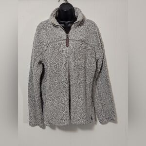 Women's True Grit Gray Sherpa Long Sleeve 1/4 Zip Fleece Size Medium Pullover